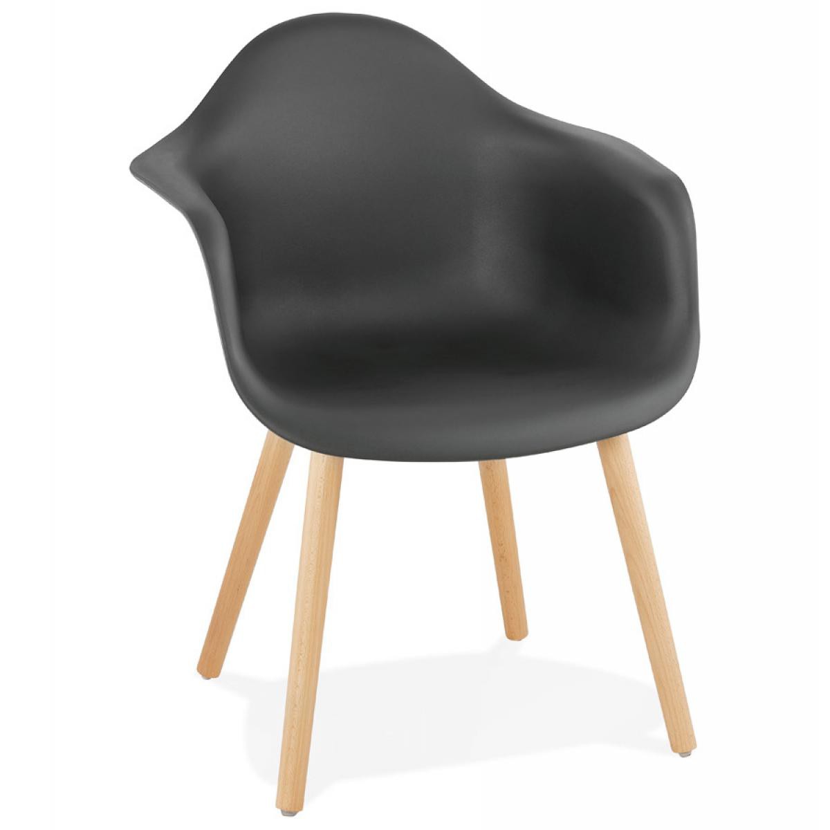 Alterego - Chaise avec accoudoirs 'OLIVIA' noire style scandinave - Chaises