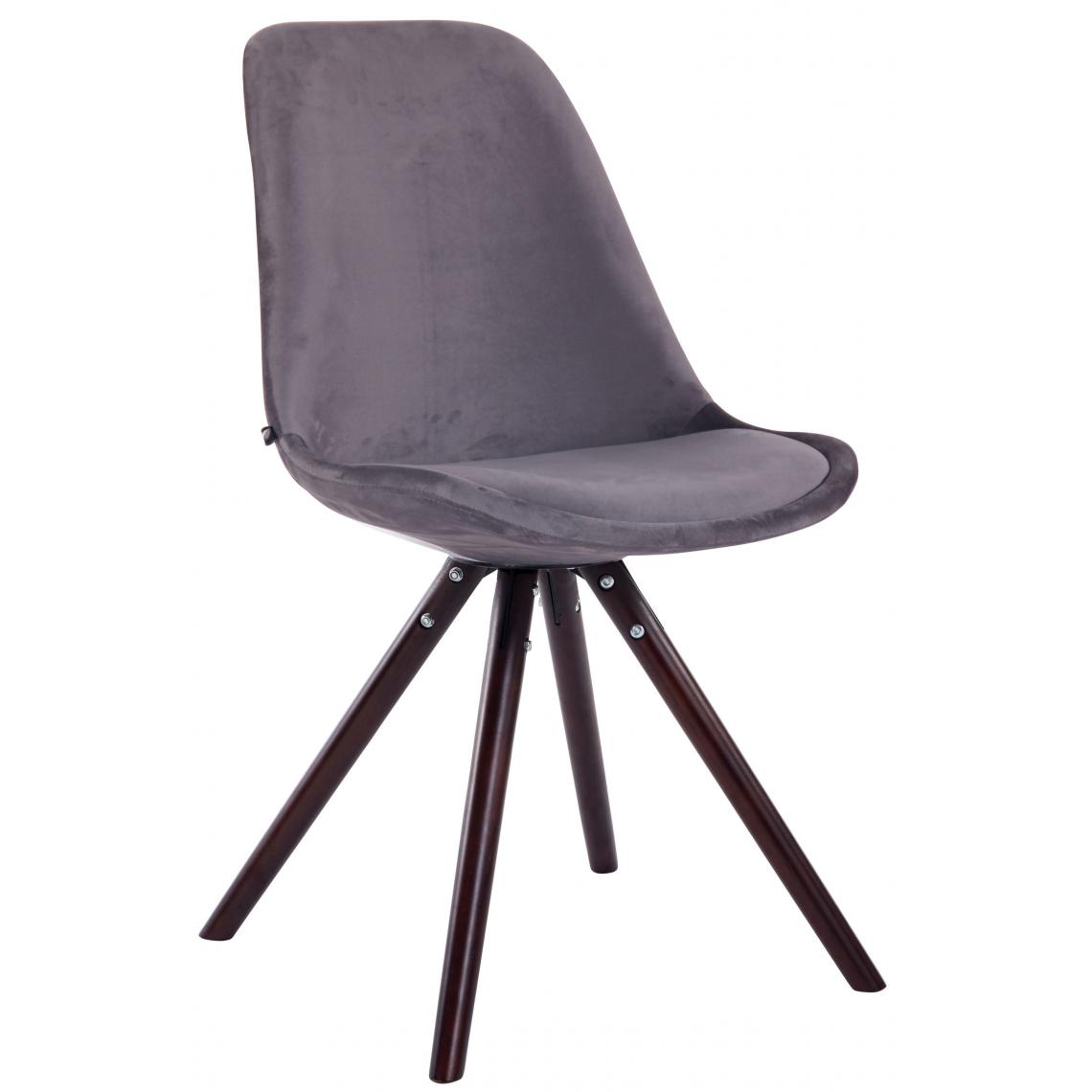 Icaverne - Moderne Chaise visiteur serie Katmandou velours rond cappuccino (chêne) couleur gris foncé - Chaises