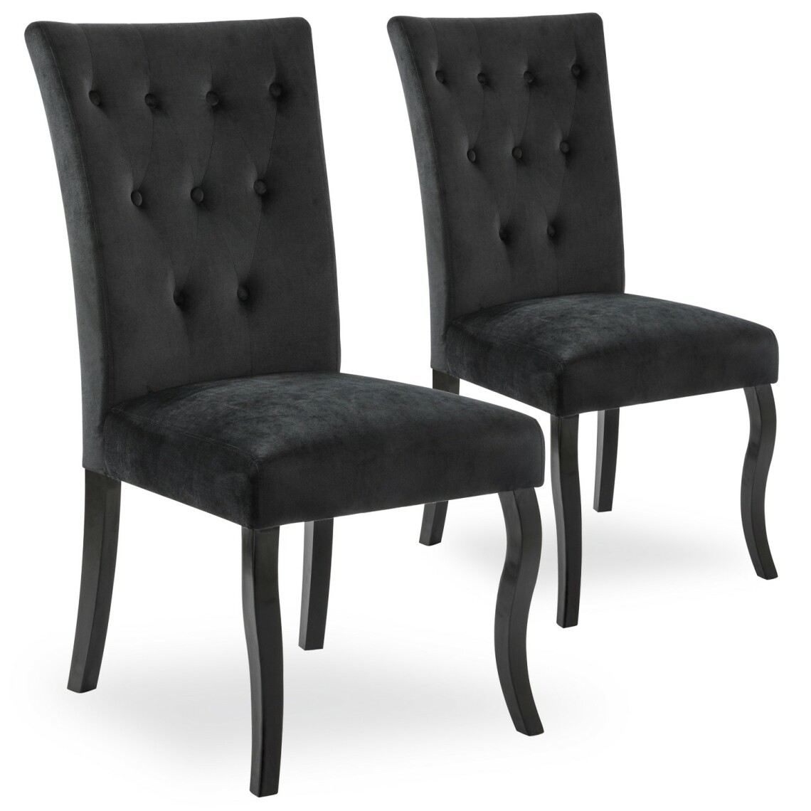 marque generique - Lot de 2 chaises capitonnées Chaza Velours Noir - Chaises