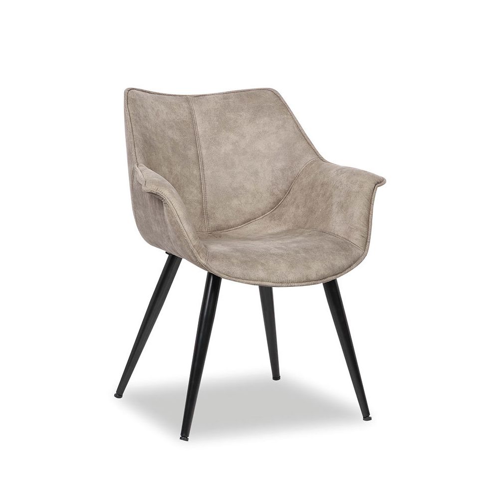 Happymobili - Chaise design marron ou grise en microfibres pieds foncés RITALI (Lot de 2) - Chaises