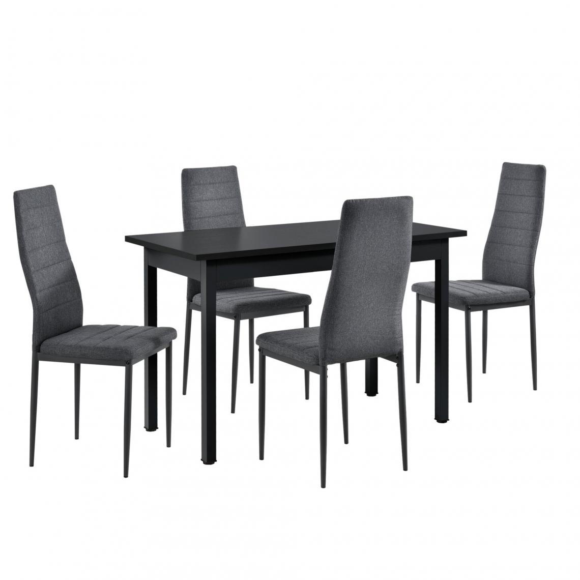 Helloshop26 - Table de salle à manger de cuisine 120 cm avec 4 chaises MDF acier noir et gris 03_0004249 - Tables à manger