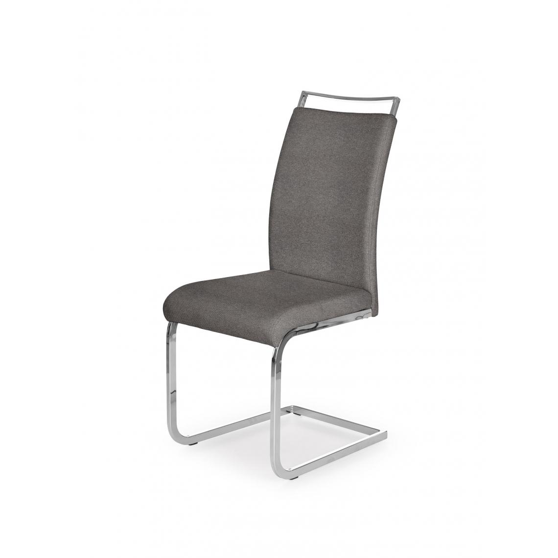 Hucoco - BELMIRO - Chaise rembourrée style moderne salon/chambre - 99x59x42 - Base chromée - Meuble de salle à manger - Gris - Chaises