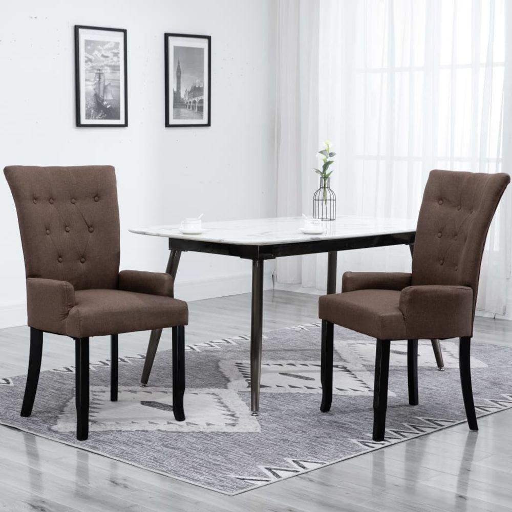 marque generique - Esthetique Fauteuils et chaises gamme Ottawa Chaise de salle à manger avec accoudoirs Marron Tissu - Chaises
