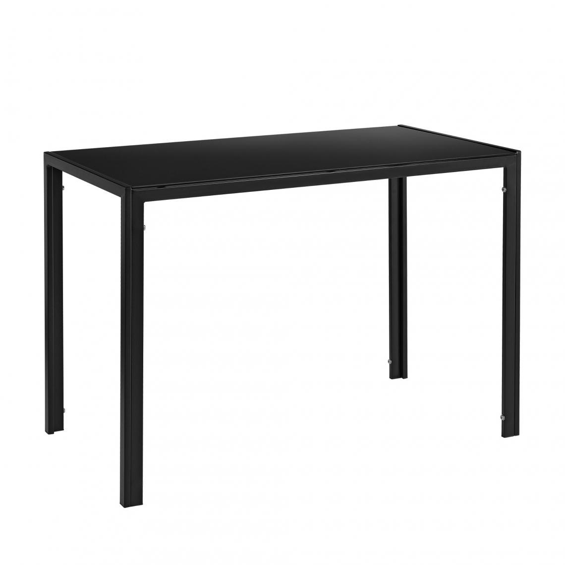 Helloshop26 - Table de salle à manger cuisine salon plateau en verre pieds en acier 105 cm noir 03_0006262 - Tables à manger