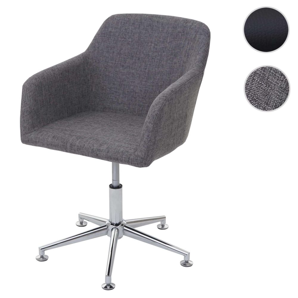 Mendler - Chaise de salle à manger HWC-A74, fauteuil pivotant, réglable en hauteur ~ tissu, gris - Chaises