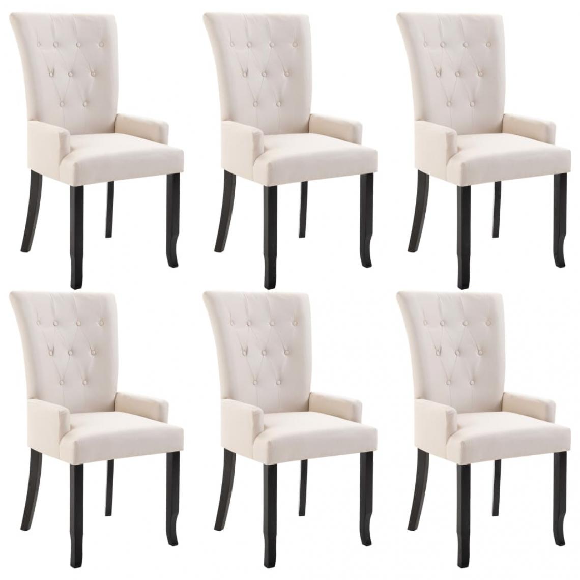 Decoshop26 - Lot de 6 chaises de salle à manger cuisine avec accoudoirs design classique tissu beige CDS022115 - Chaises