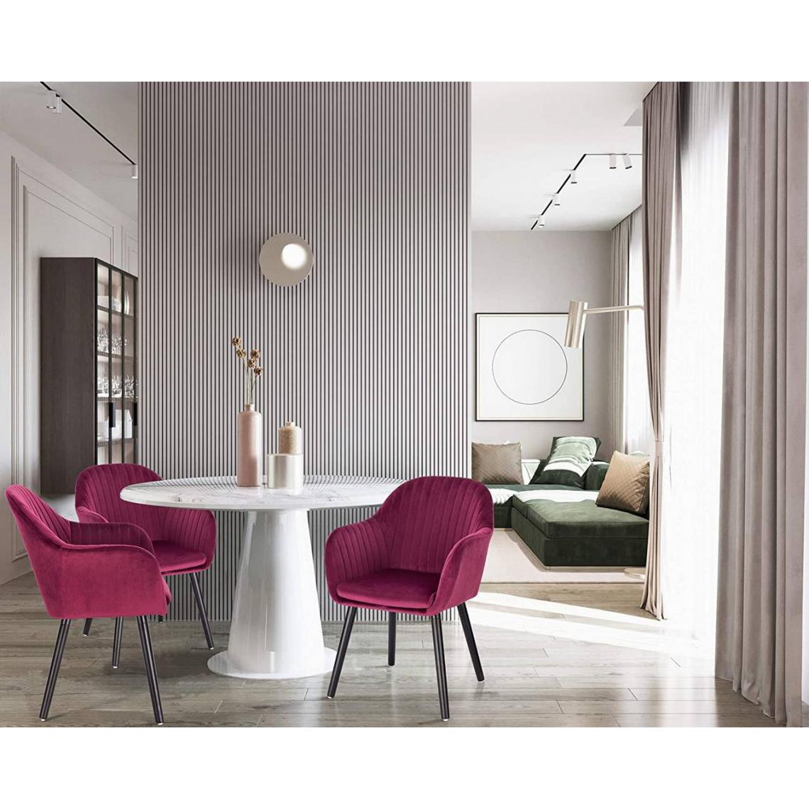 MercatoXL - chaise de salle en velours et bois - Modèle 2.0 bordeaux - Tables à manger