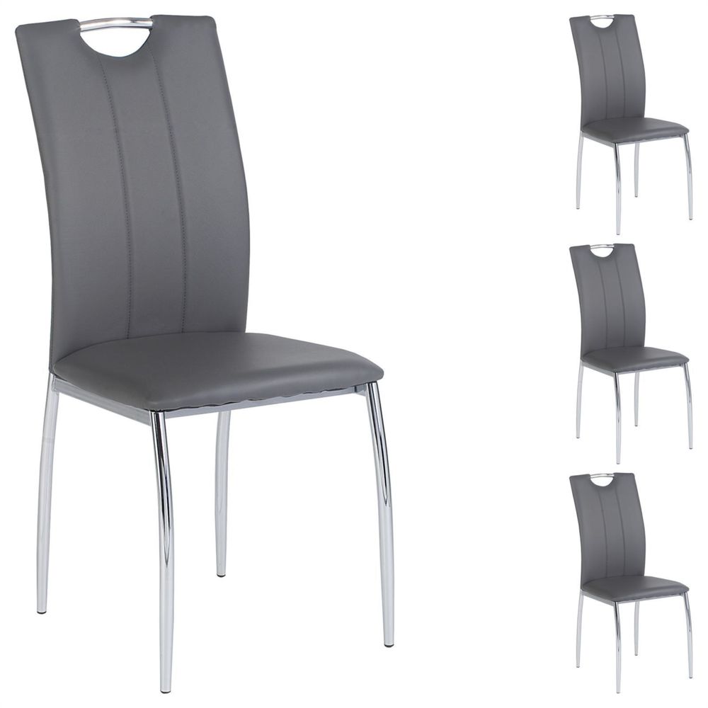 Idimex - Lot de 4 chaises APOLLO, en synthétique gris - Chaises