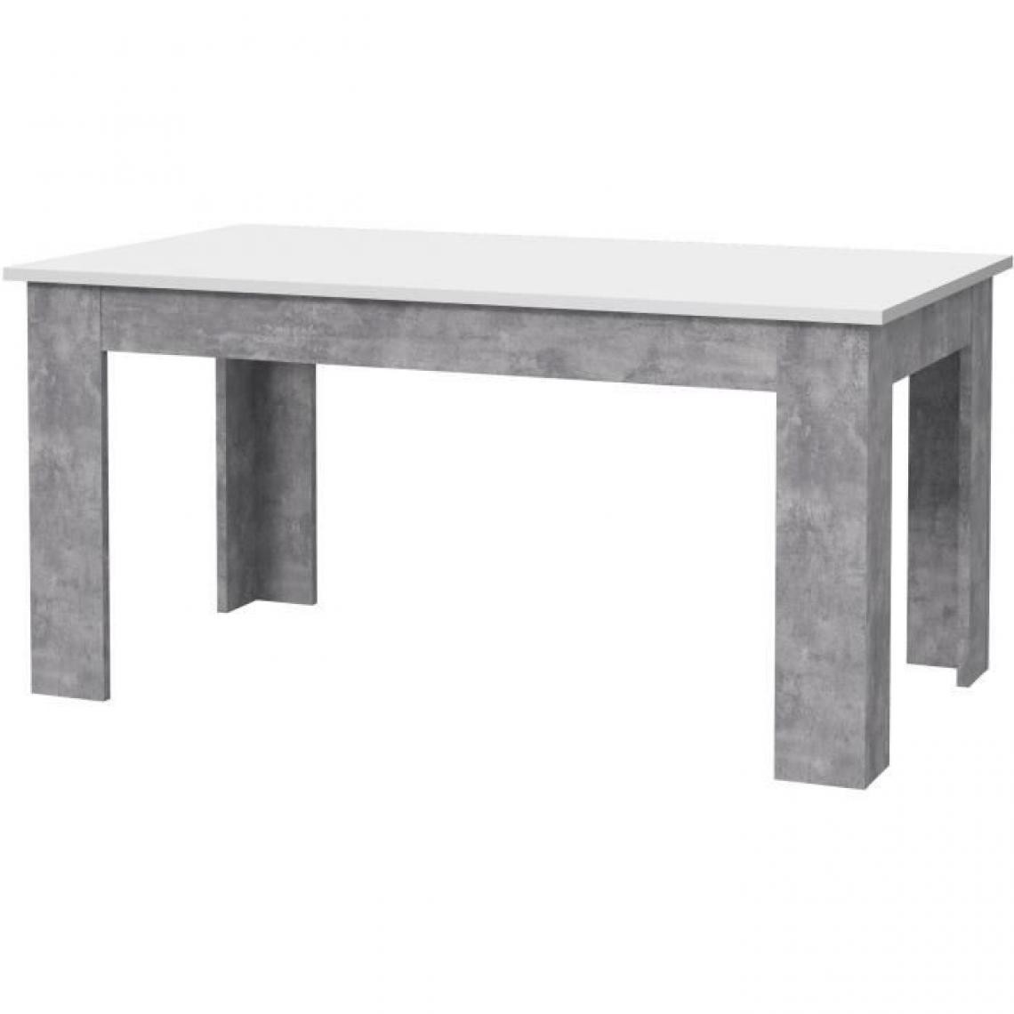 Cstore - Table à manger - Blanc et béton gris clair - PILVIL - 160 x I90 x H 75 cm - Tables à manger
