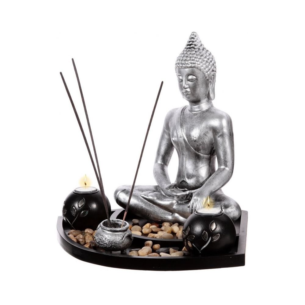 marque generique - Statuette bouddha zen avec plateau et décorations galets, photophores,... - Décorations de Noël