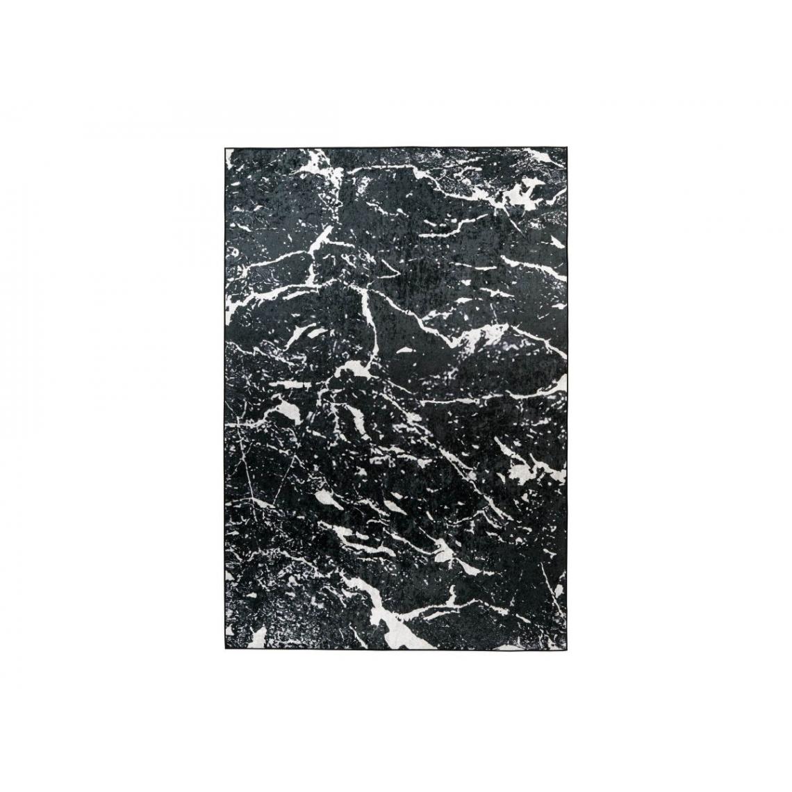 Bobochic - BOBOCHIC Tapis poil court rectangulaire CARLOTA motif vintage Noir + Blanc 80x150 - Tapis