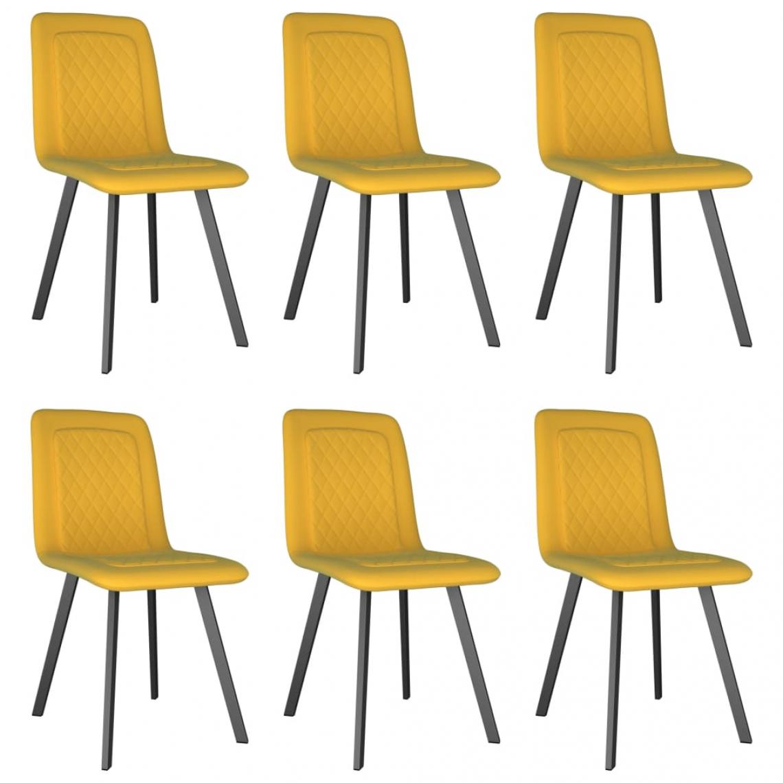 Decoshop26 - Lot de 6 chaises de salle à manger cuisine design moderne velours jaune CDS022547 - Chaises