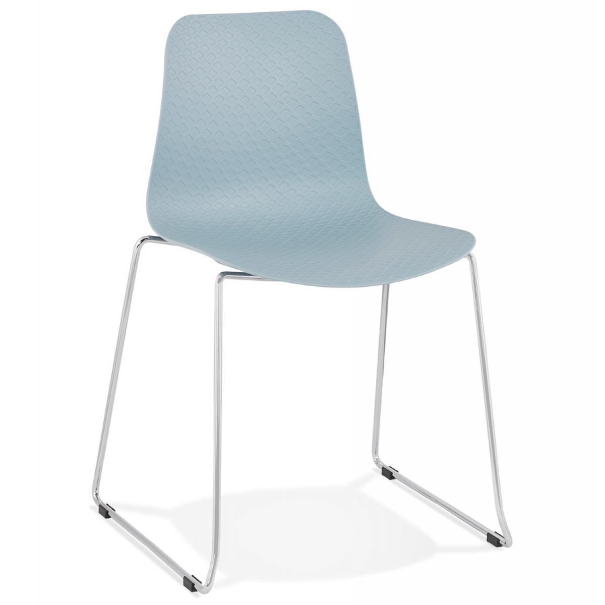 Alterego - Chaise moderne 'EXPO' bleue avec pieds en métal chromé - Chaises