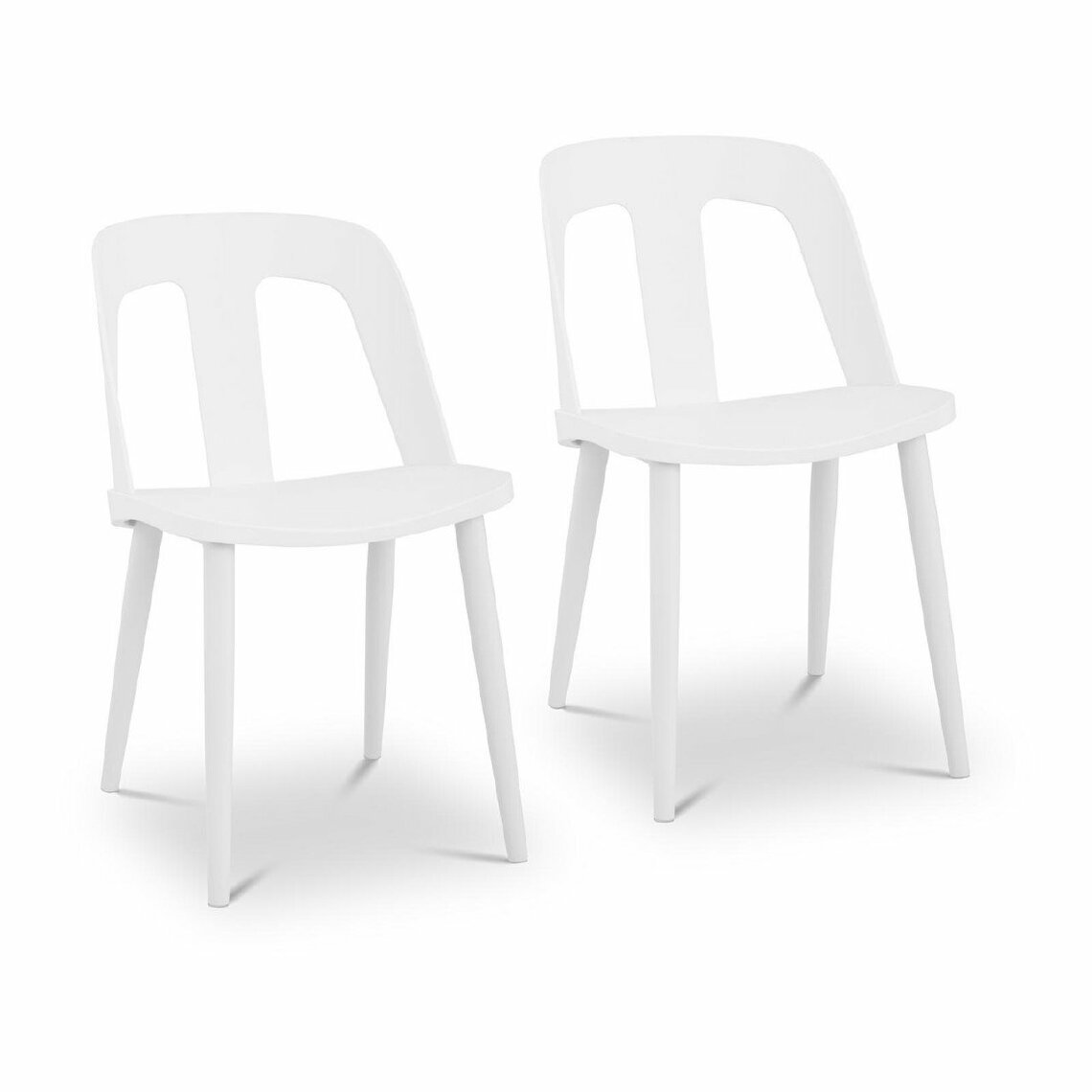 Helloshop26 - Lot de 2 chaises salon salle à manger 150 kg max surface d'assise de 56 x 46 cm blanc 14_0000089 - Chaises