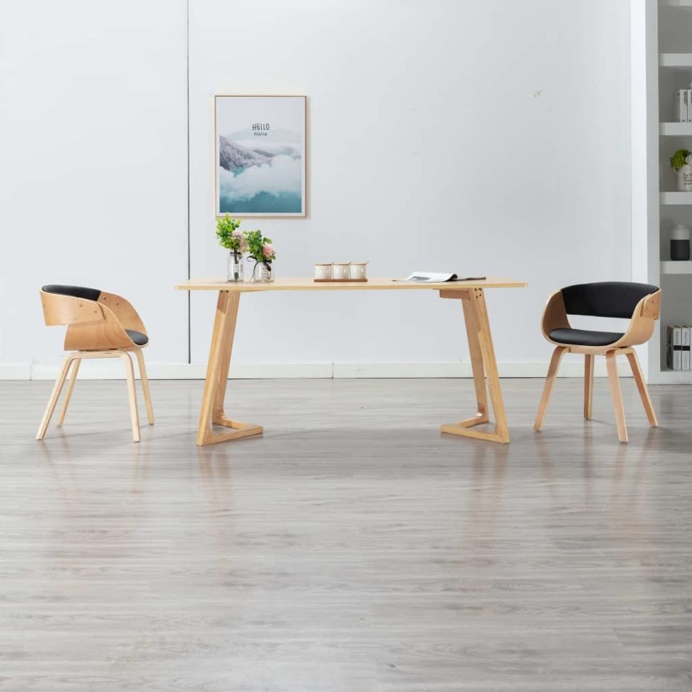 marque generique - Splendide Fauteuils et chaises categorie Monaco Chaise de salle à manger Noir Bois courbé et similicuir - Chaises