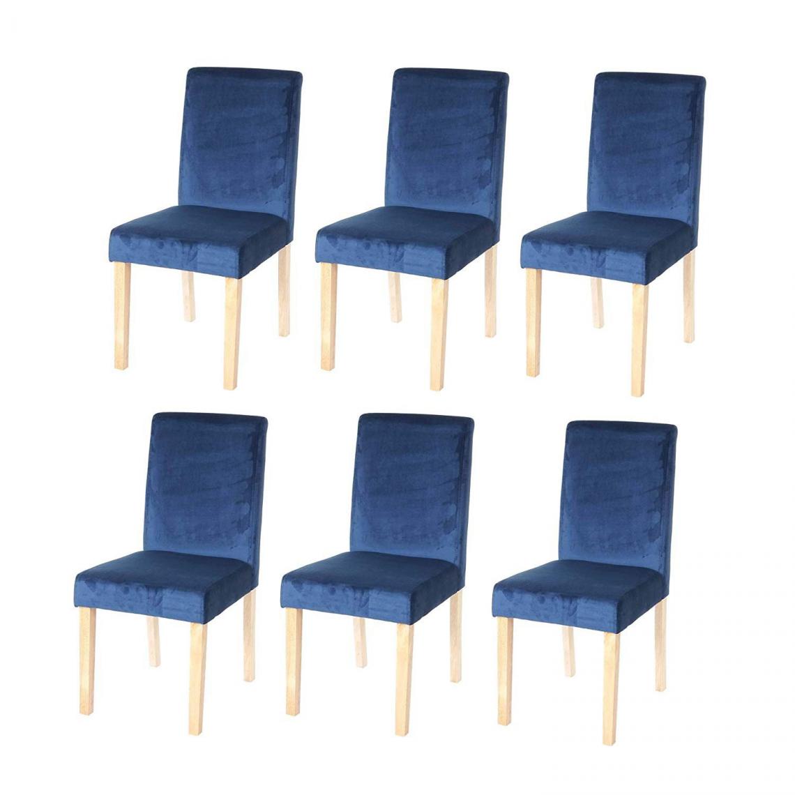 Decoshop26 - Lot de 6 chaises de salle à manger / cuisine en tissu velours bleu pétrole CDS04611 - Chaises