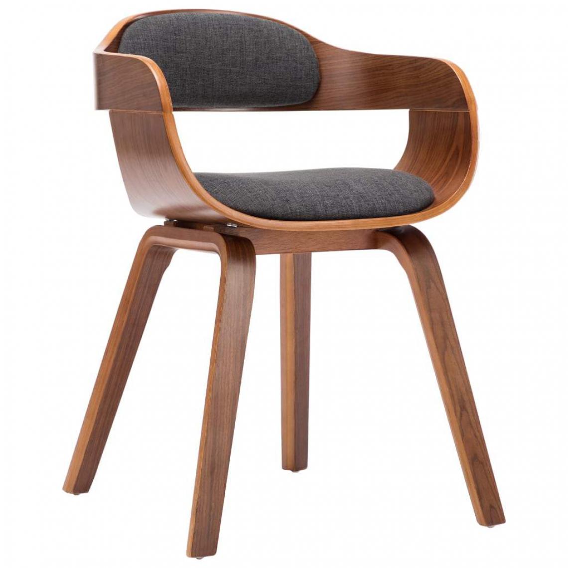 Decoshop26 - Chaise de salle à manger design chic en tissu gris foncé et bois courbé CDS020041 - Chaises