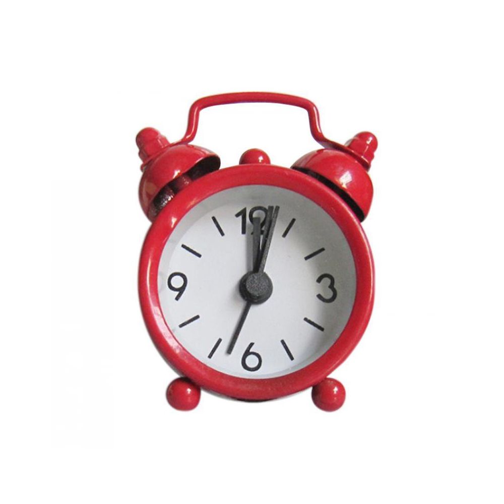 marque generique - Mini belle horloge analogique réveil double bell pour la décoration de la chambre d'enfant rouge - Réveil