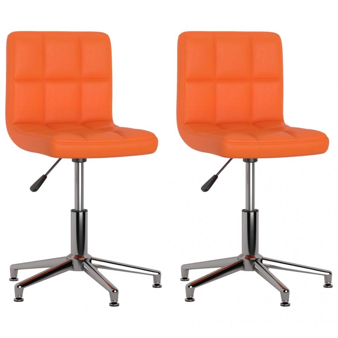 Decoshop26 - Lot de 2 chaises de salle à manger cuisine pivotantes design moderne similicuir orange CDS020931 - Chaises