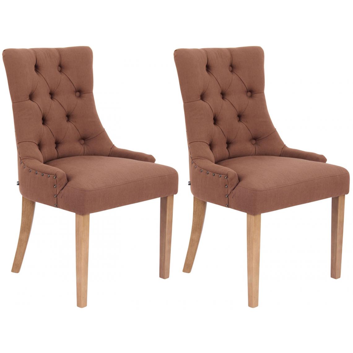 Icaverne - Splendide Lot de 2 chaises de salle à manger tissu categorie Athènes antique-clair couleur marron - Chaises