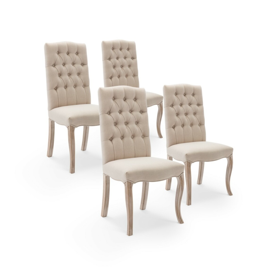 marque generique - Lot de 4 chaises capitonnées Jade tissu beige - Chaises