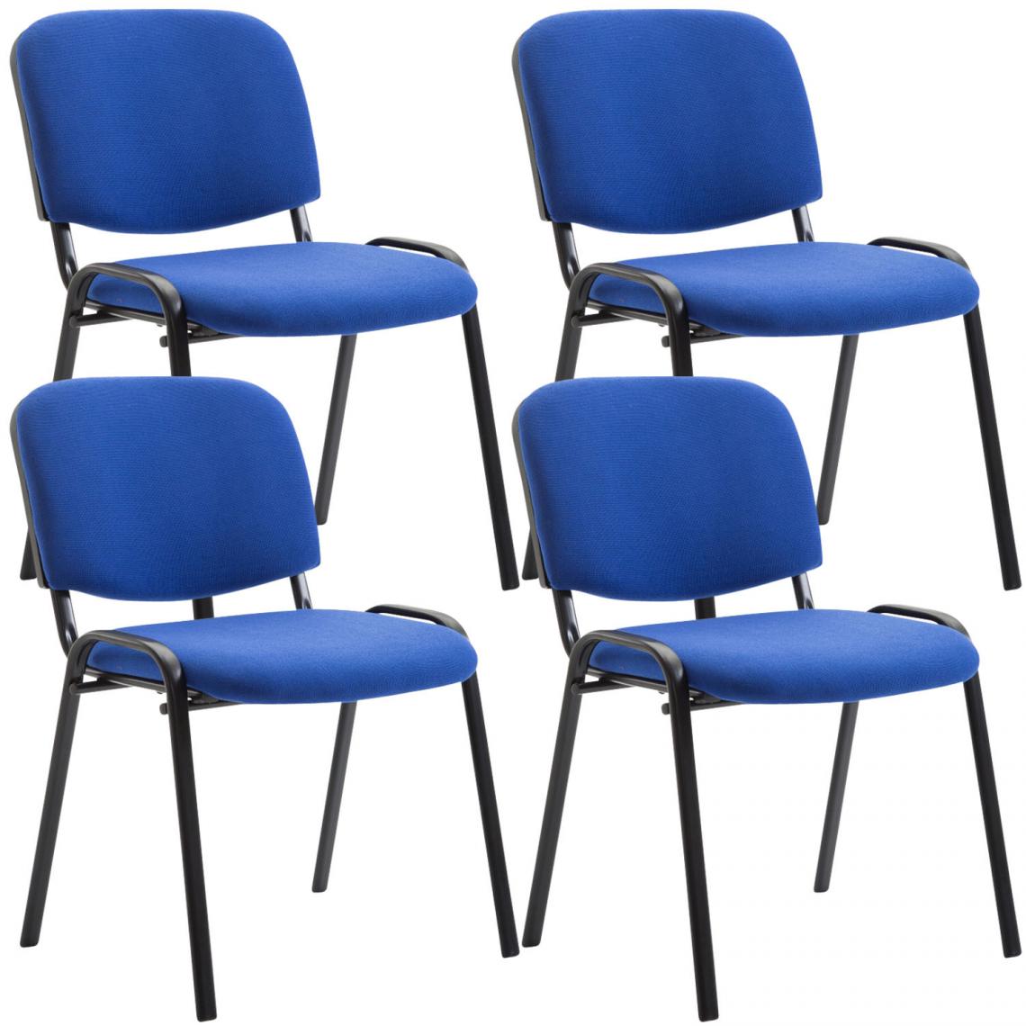 Icaverne - Admirable Ensemble de 4 chaises visiteur en tissu collection Bamako couleur bleu - Chaises
