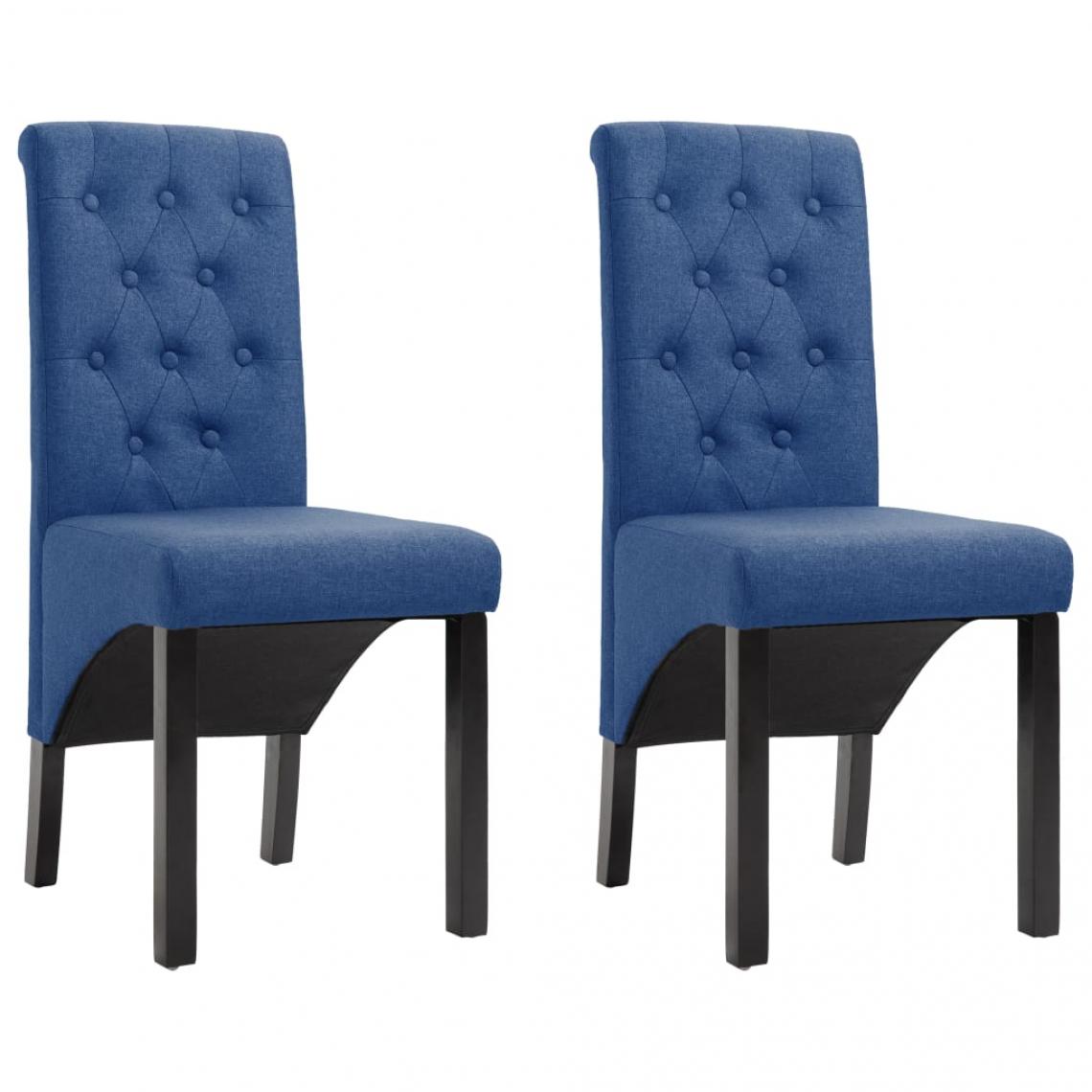 Decoshop26 - Lot de 2 chaises de salle à manger cuisine design classique tissu bleu CDS020234 - Chaises