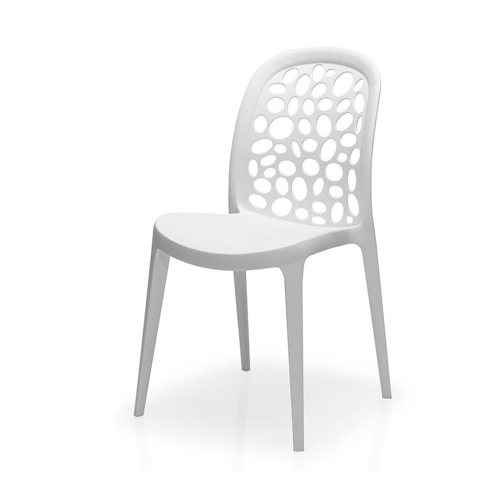 Happymobili - Chaise blanche design en polypropylène VAISON (Lot de 4) - Chaises