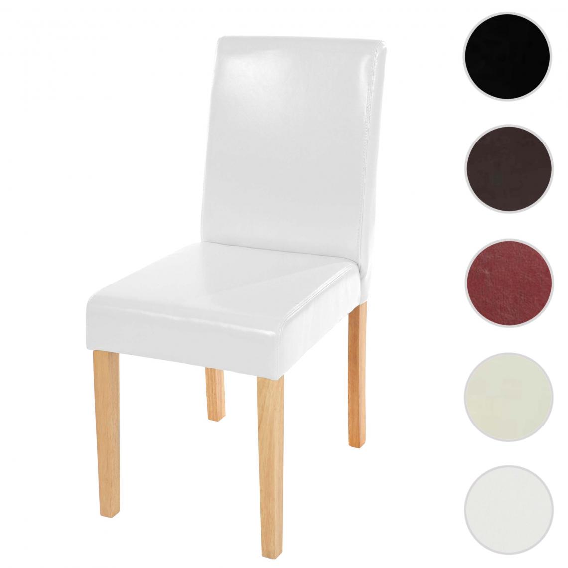 Mendler - Chaise de salle à manger Littau, chaise de cuisine, cuir ~ blanc, pieds clairs - Chaises