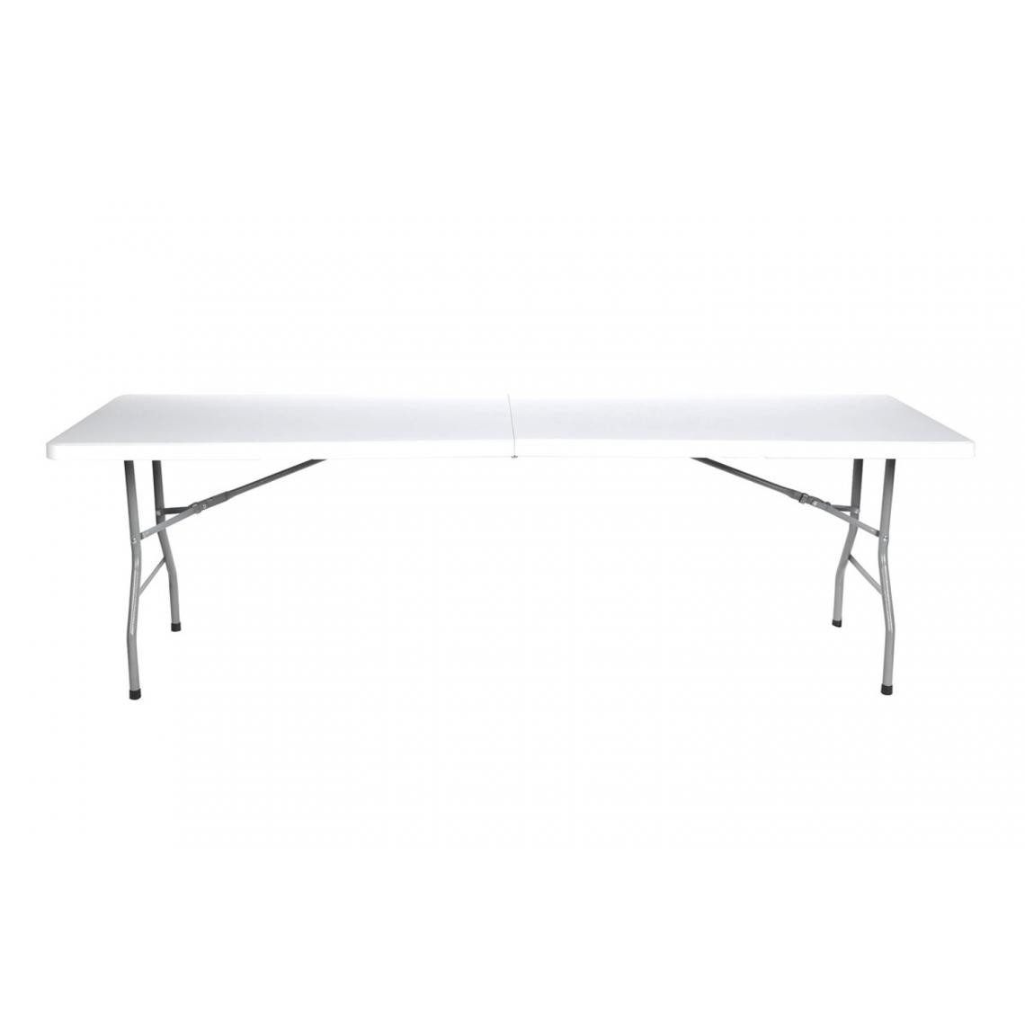 Pegane - Table pliante réctangulaire en Résine coloris Blanc- Longueur 240 x Largeur 74 x Hauteur 74 cm - Tables à manger