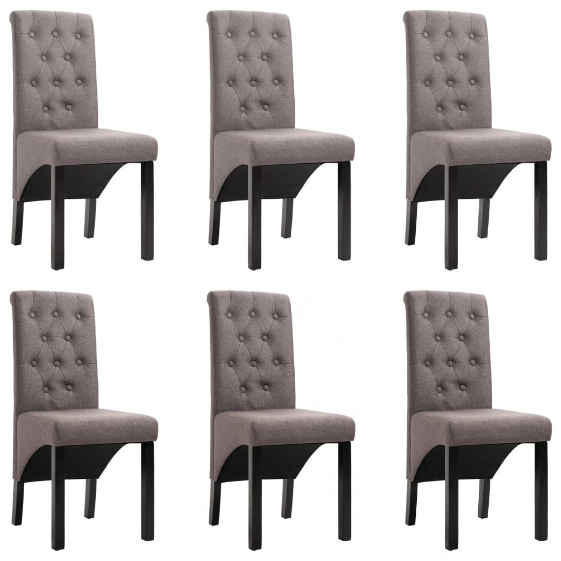 Decoshop26 - Lot de 6 chaises de salle à manger cuisine design classique tissu taupe CDS022855 - Chaises