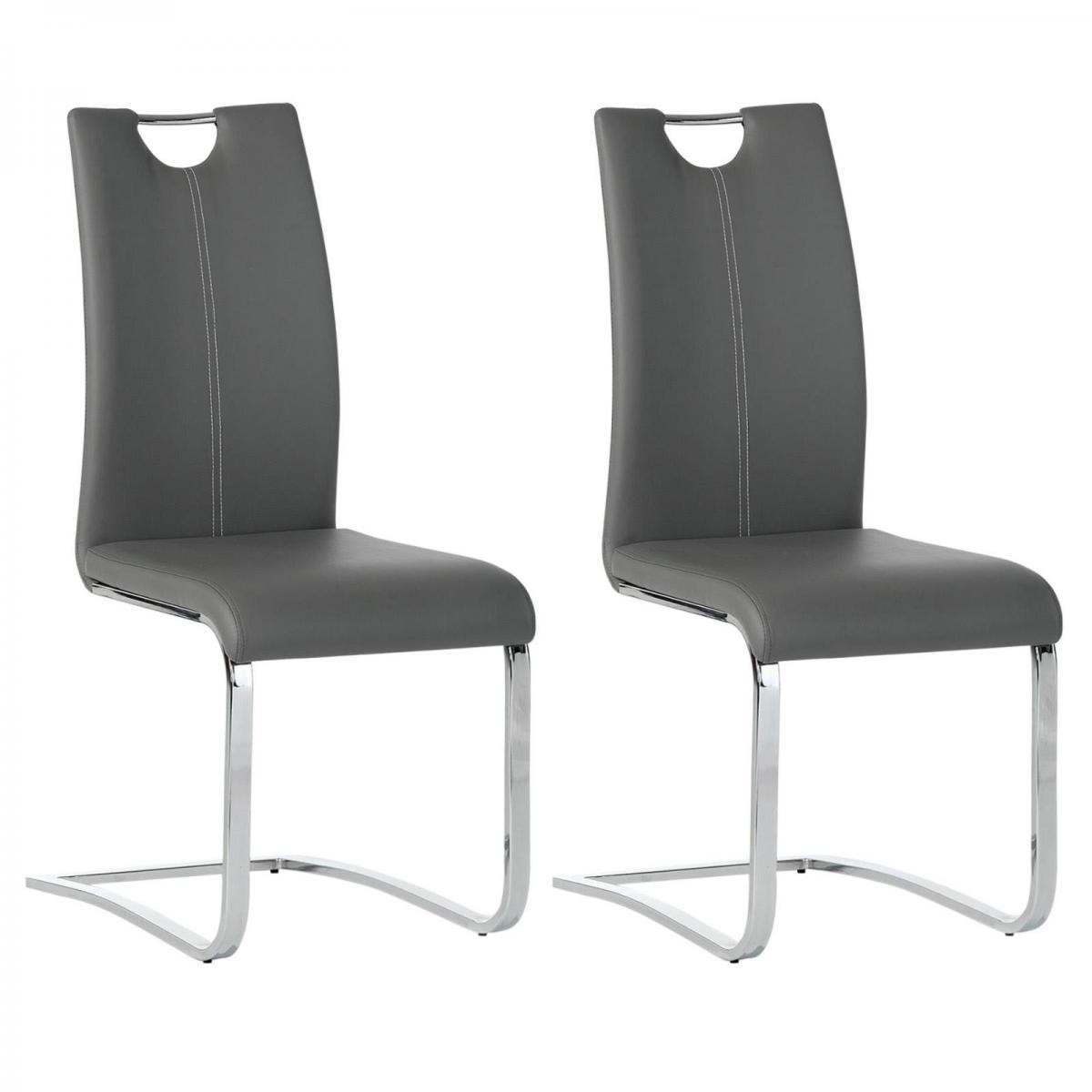 Idimex - Lot de 2 chaises SABA, en synthétique gris - Chaises