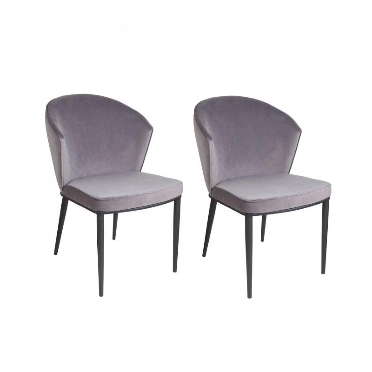 Meubletmoi - lot de 2 chaises velours gris - Lucy - Chaises