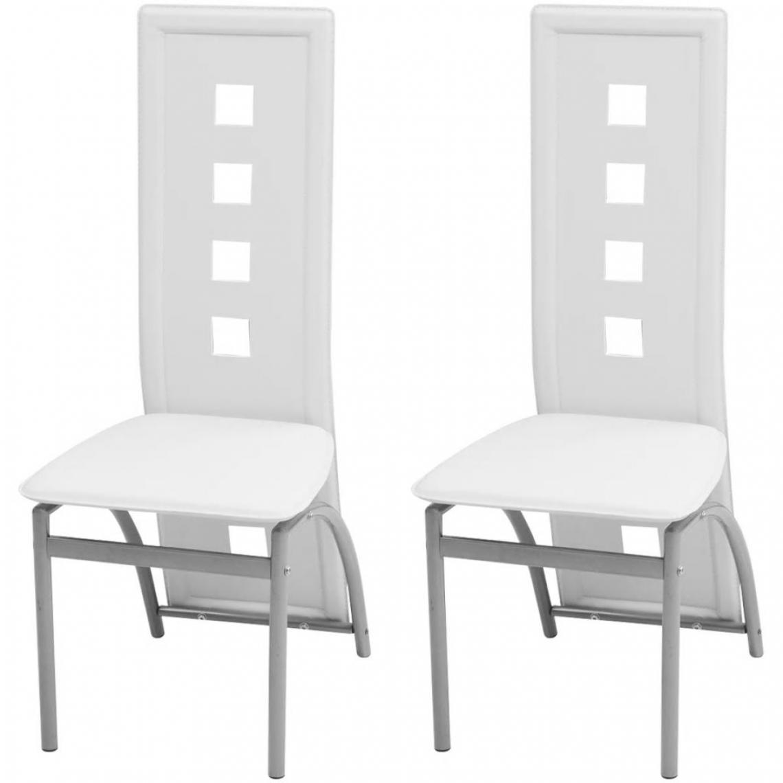 Decoshop26 - Lot de 2 chaises de salle à manger cuisine design contemporain similicuir blanc CDS020190 - Chaises