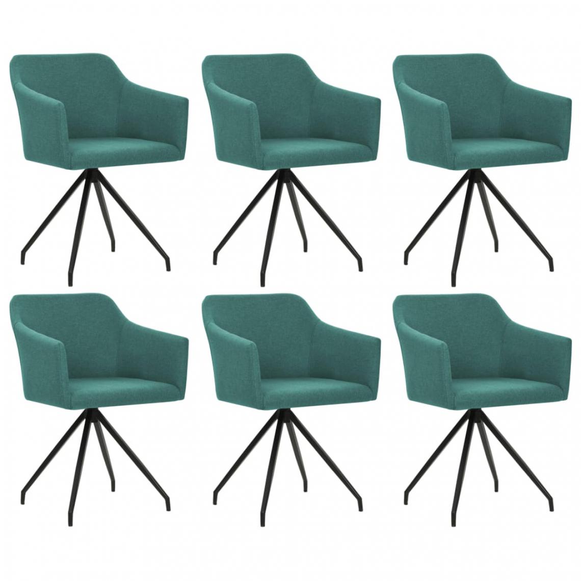 Chunhelife - Chaises pivotantes de salle à manger 6 pcs Vert Tissu - Chaises
