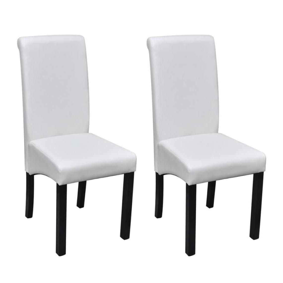 Decoshop26 - Lot de 2 chaises de salle à manger cuisine design moderne similicuir blanc CDS020184 - Chaises