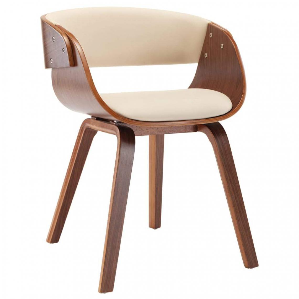 Decoshop26 - Chaise de salle à manger design élégant et intemporel crème bois courbé et similicuir crème CDS020021 - Chaises
