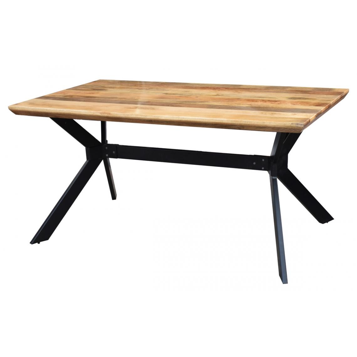 Pegane - Table de salle à manger en bois de manguier et acier laqué noir - Longueur 180 x Profondeur 90 x hauteur 76 cm - Tables à manger