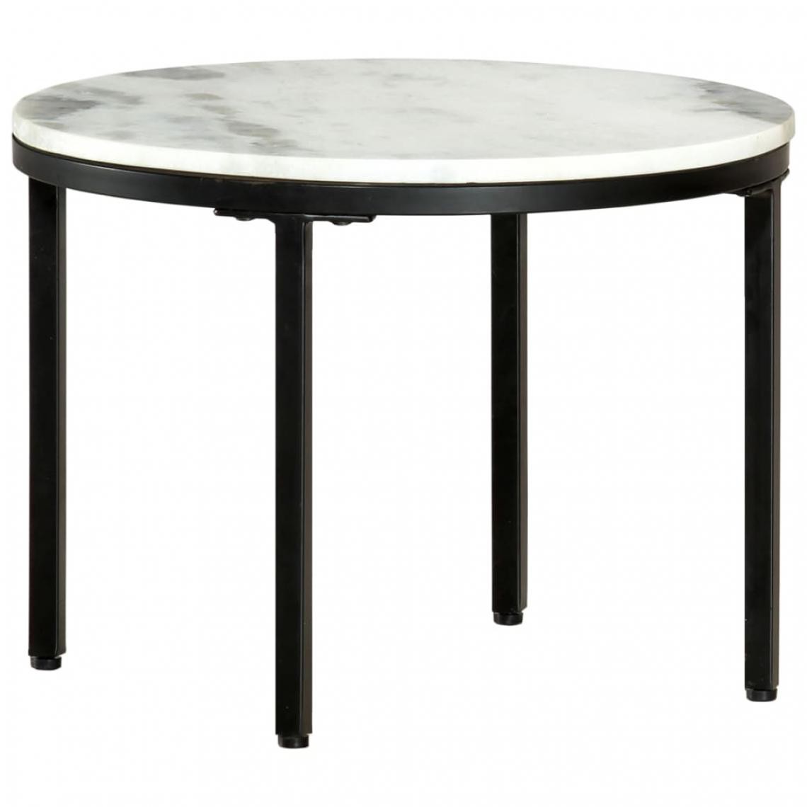 Vidaxl - vidaXL Table basse Blanc et noir Ø50 cm Marbre solide véritable - Tables à manger