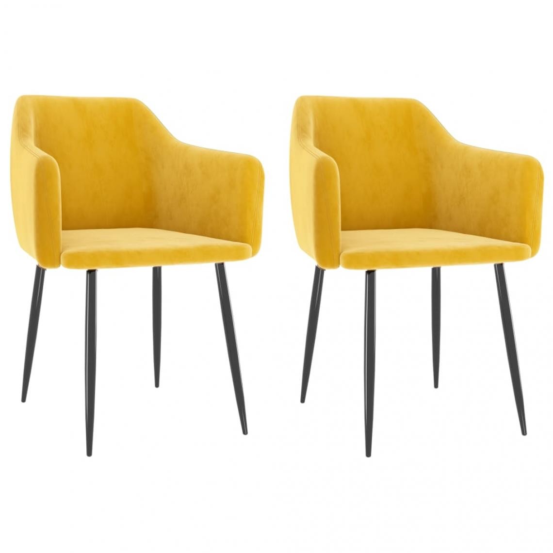 Decoshop26 - Lot de 2 chaises de salle à manger cuisine design moderne velours jaune moutarde CDS020631 - Chaises