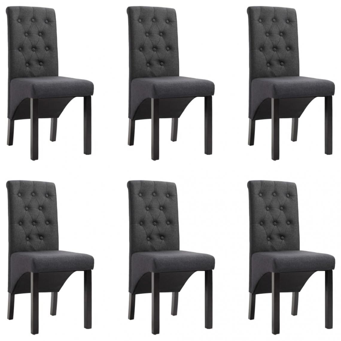 Decoshop26 - Lot de 6 chaises de salle à manger cuisine design intemporel tissu gris foncé CDS022108 - Chaises