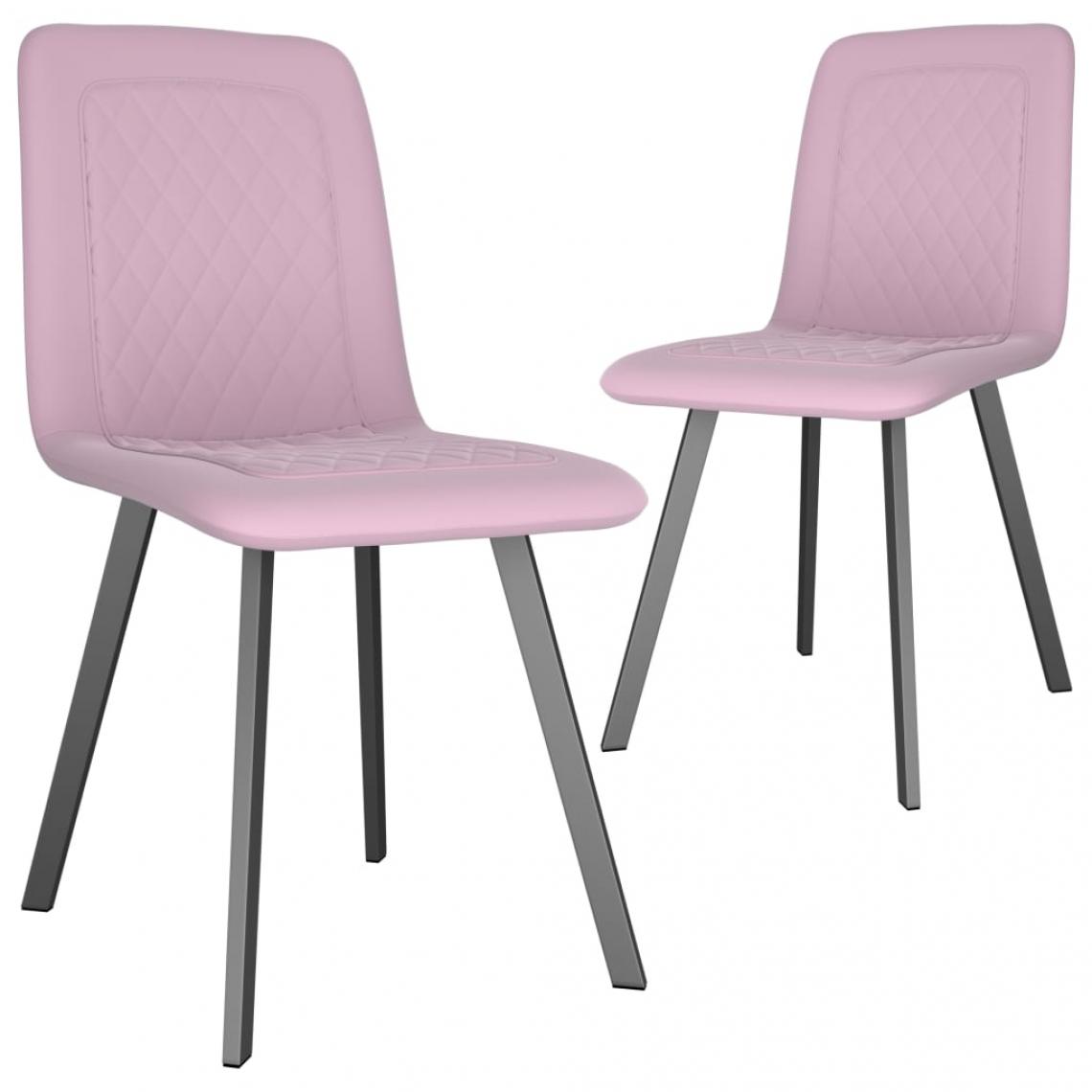 Decoshop26 - Lot de 2 chaises de salle à manger cuisine design moderne velours rose CDS020958 - Chaises
