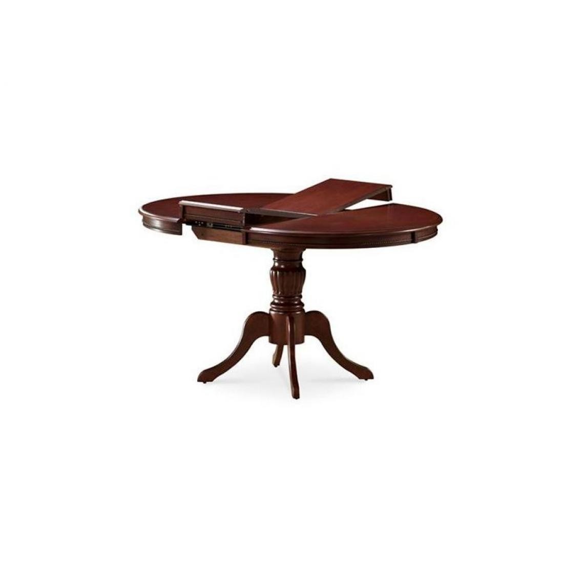 Hucoco - OLIMIA - Table élégante pour la salle à manger - 106x106x76 cm - Plateau ovale - Piètement en bois - Extensible - Marron - Tables à manger