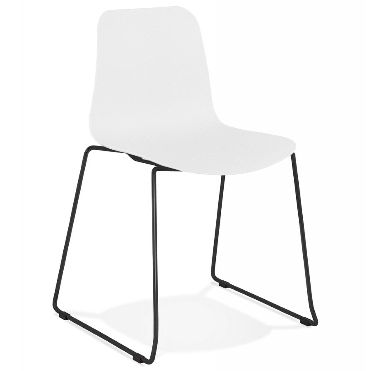 Alterego - Chaise moderne 'EXPO' blanche avec pieds en métal noir - Chaises