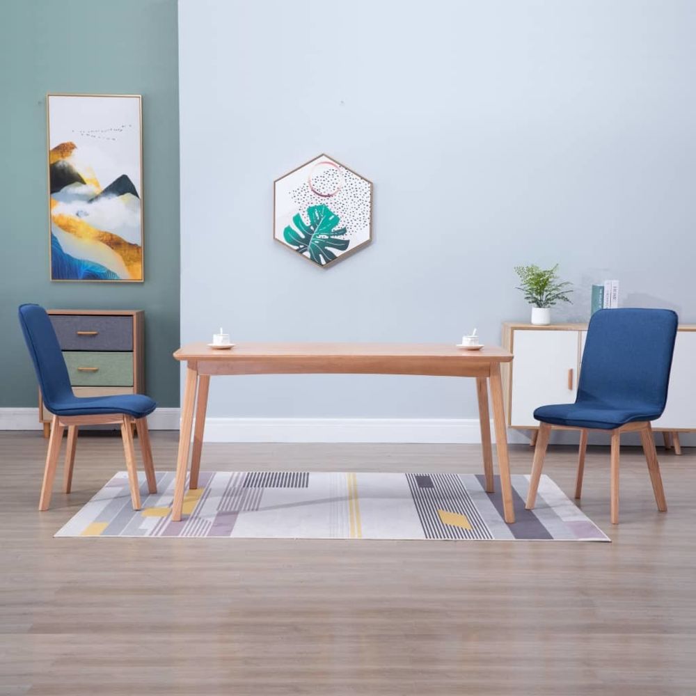 marque generique - Joli Fauteuils et chaises ensemble Manama 2 pcs Chaises de salle à manger Bleu Tissu et chêne massif - Chaises