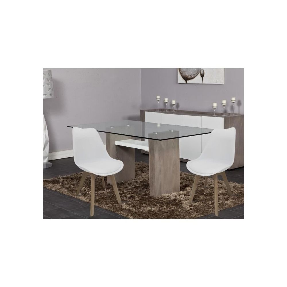 marque generique - CHAISE BJORN Lot de 2 chaises de salle a manger - Simili blanc - Scandinave - L 48 x P 57 cm - Chaises