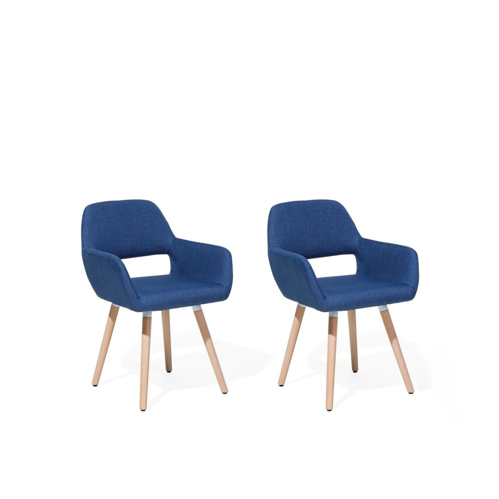 Beliani - Beliani Lot de 2 chaises en tissu bleu marine CHICAGO - bleu - Chaises