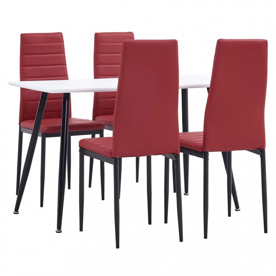 Chunhelife - Ensemble de salle à manger 5 pcs Similicuir Rouge bordeaux - Tables à manger