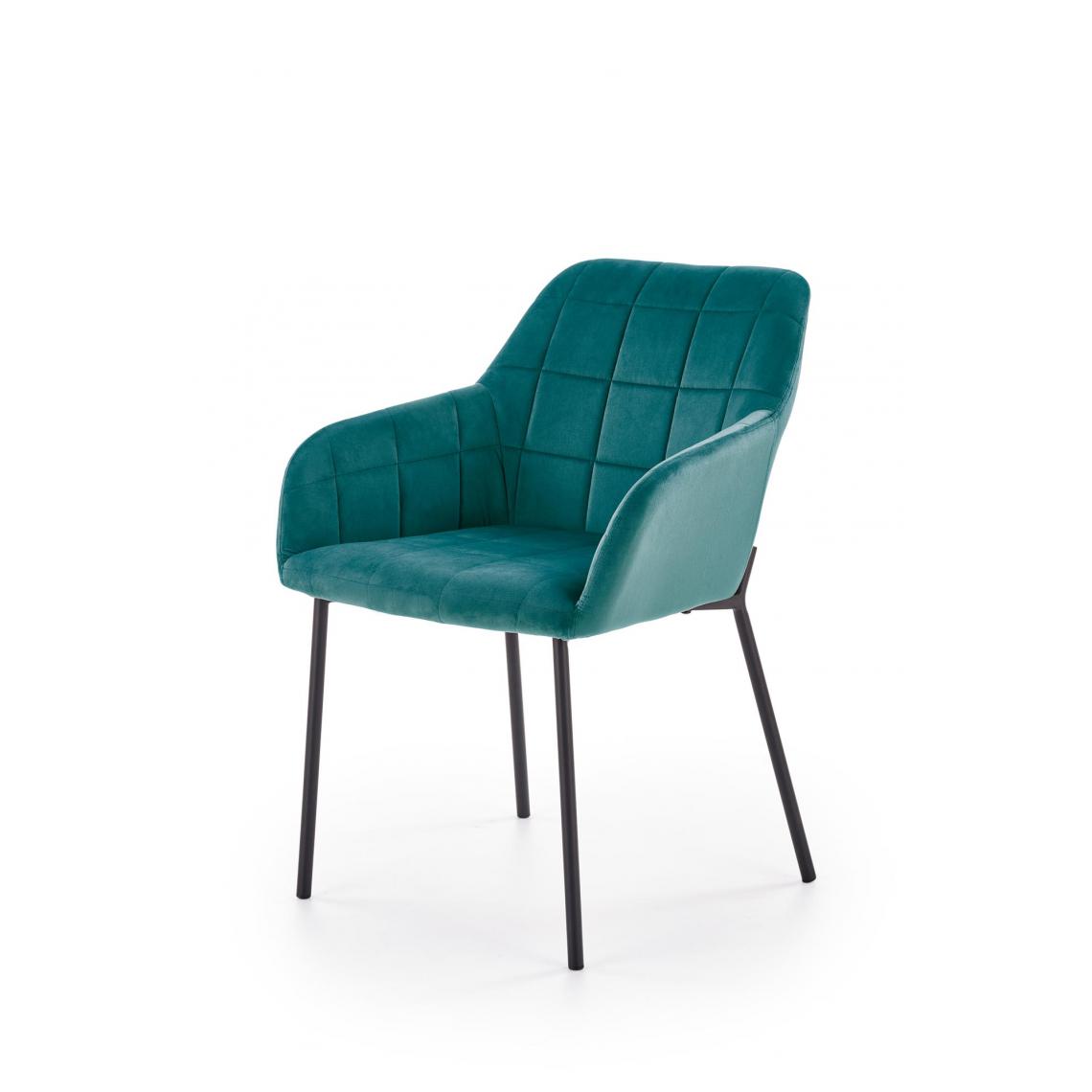 Hucoco - IGNAZIO - Chaise rembourrée style glamour salon/chambre - 80x58x57 - Pieds en acier - Meuble de salle à manger - Vert - Chaises