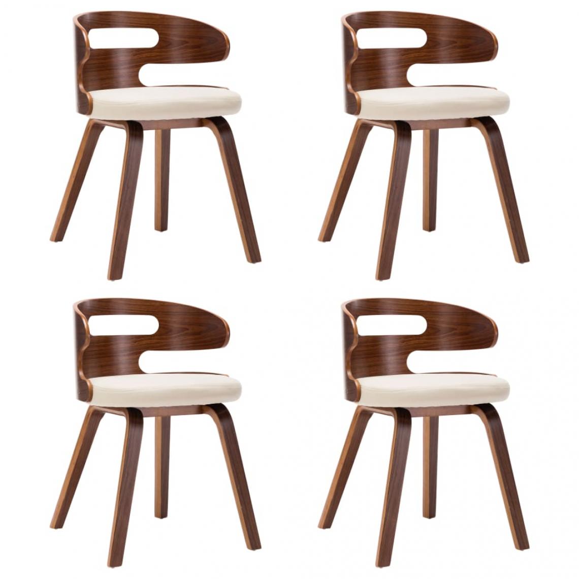 Decoshop26 - Lot de 4 chaises de salle à manger cuisine design intemporel bois courbé et similicuir crème CDS021451 - Chaises